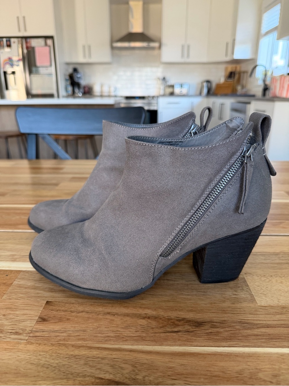 EUC Torrid Grey Faux Suede Side Zip Heel Booties (9.5WW)